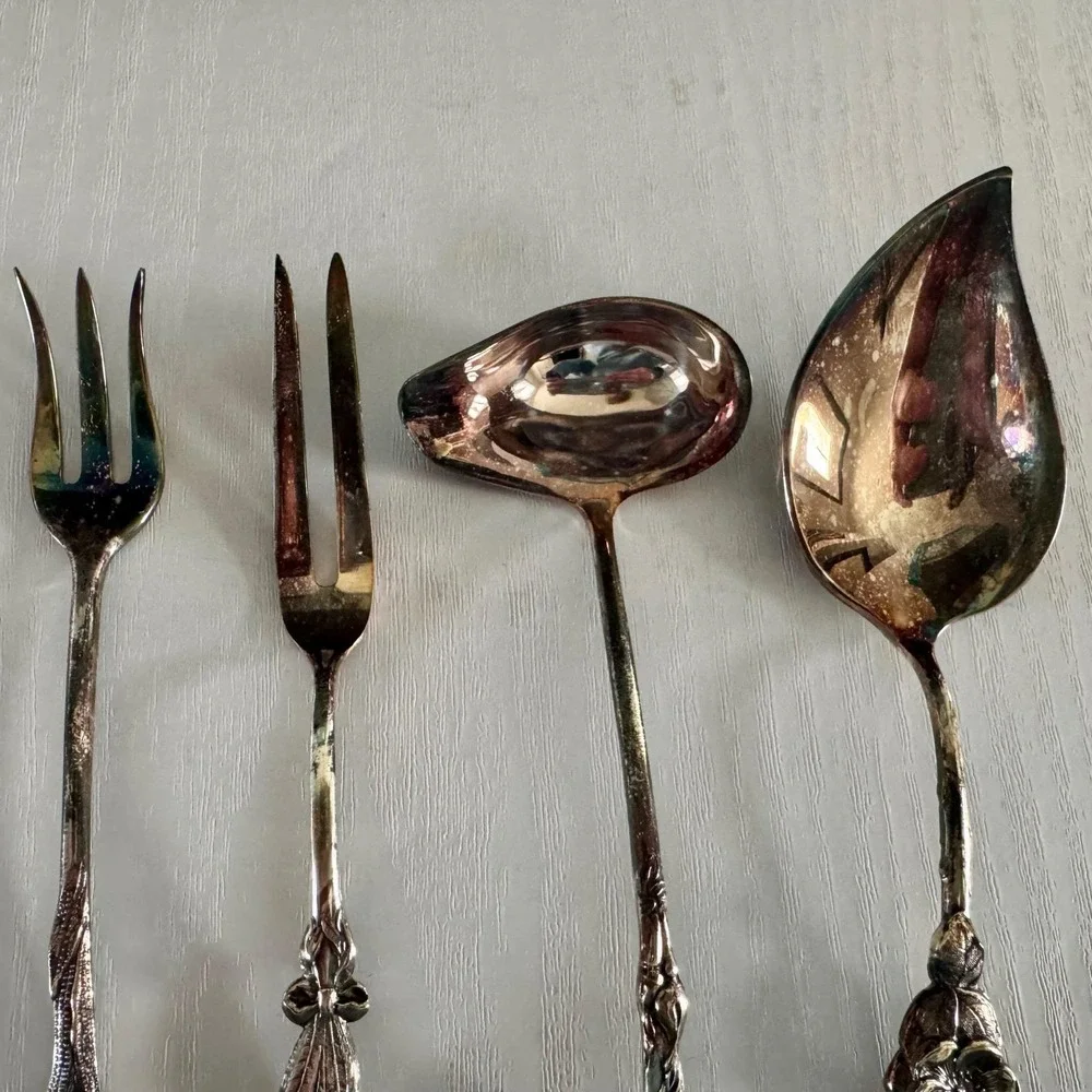 Reed & Barton Harlequin Silverplate Condiment/Party Set 4 Piece in Gift Box